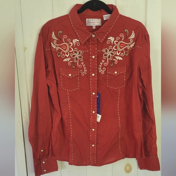Panhandle Slim Pearl Snap Embroidered Western Rodeo Shirt - Picture 1 of 9